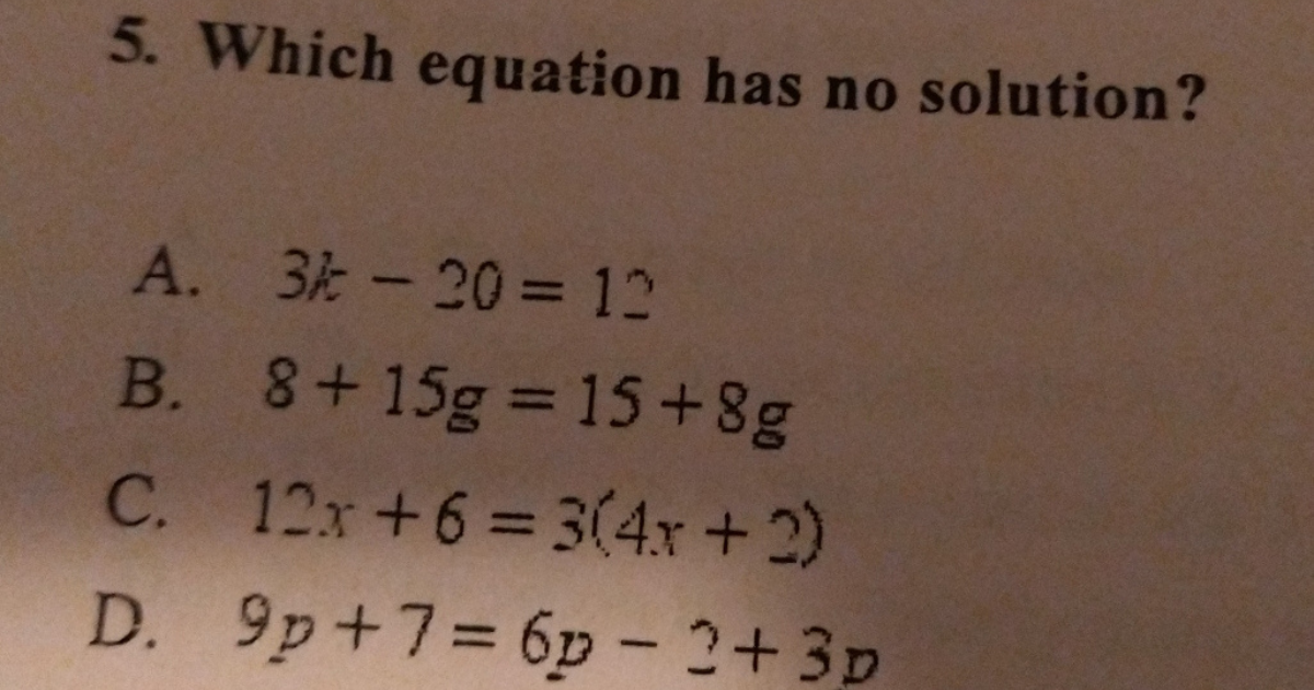 Which Equation Has No Solution?